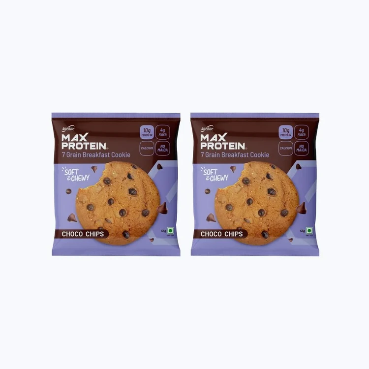 RiteBite Max Protein No Maida 7 Grains Choco Chips 10 g Protein Cookies - Pack of 2