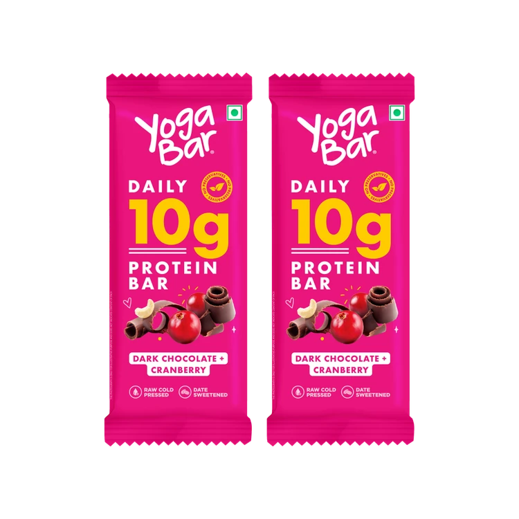 Yoga Bar 10 g Dark Chocolate & Cranberry Protein Bar - Pack of 2