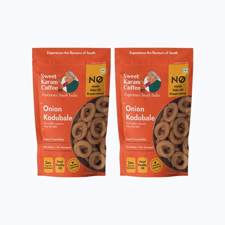 Sweet Karam Coffee Onion Kodubale/ Chakli, - No Palm Oil - Pack of 2
