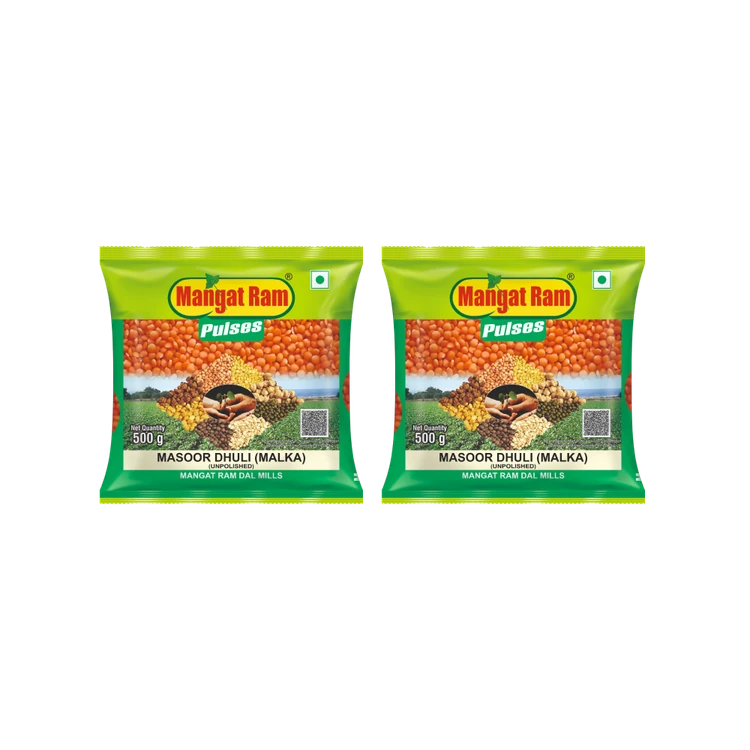 Mangat Ram Unpolished Masoor Dal Dhuli - Pack of 2 (Masoor Bele)