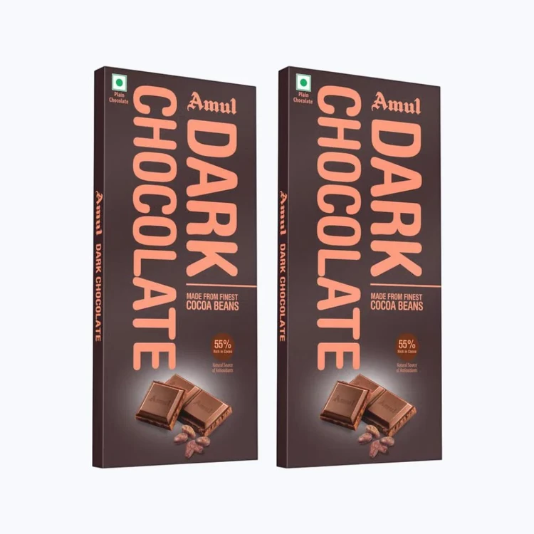 Amul 55% Cocoa Dark Chocolate Bar - Pack of 2