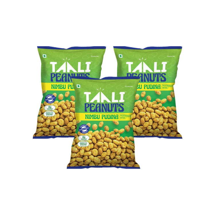 Taali Roasted Nimbu Pudina Peanuts, (Bharuchi Nuts) - Pack of 3