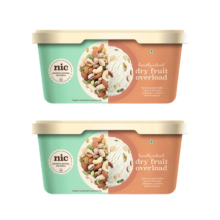 NIC Dry fruit OverLoad Ice Cream Tub - Pack of 2