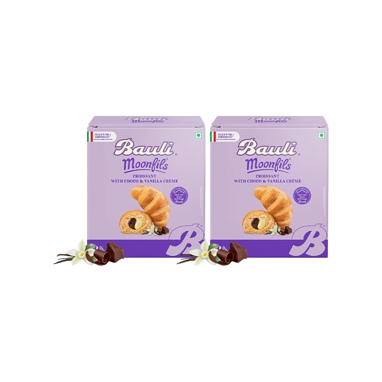 Bauli Moonfils Choco & Vanilla Twin Crème Soft Croissant (Eggless) - Pack of 2
