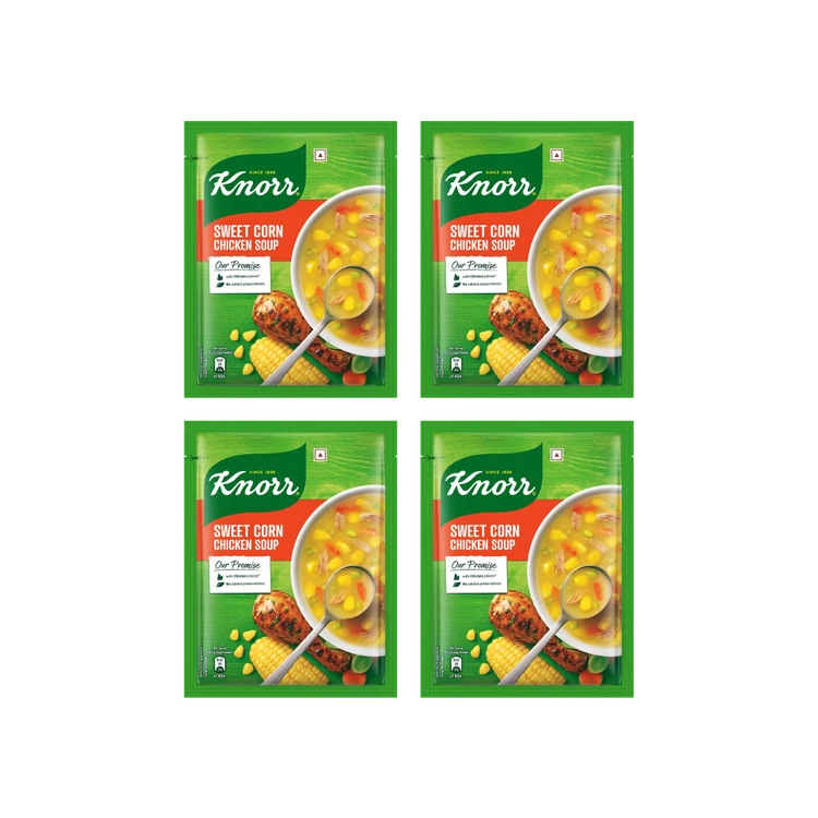Knorr Sweet Corn Chicken Soup with No Added Preservatives - Pack of 4