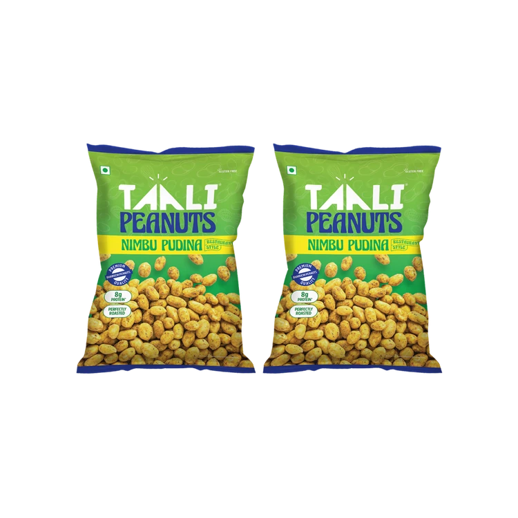 Taali Roasted Nimbu Pudina Peanuts, (Bharuchi Nuts) - Pack of 2