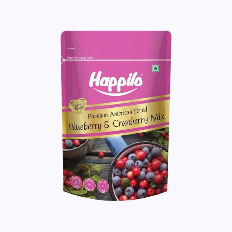 Happilo Premium Whole Duet Blueberry Dried Cranberries (Ona Cranberries)