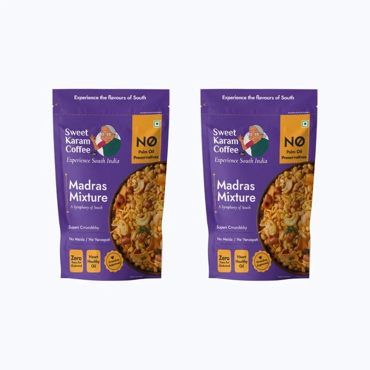 Sweet Karam Coffee Madras Mixture Namkeen - No Palm Oil - Pack of 2