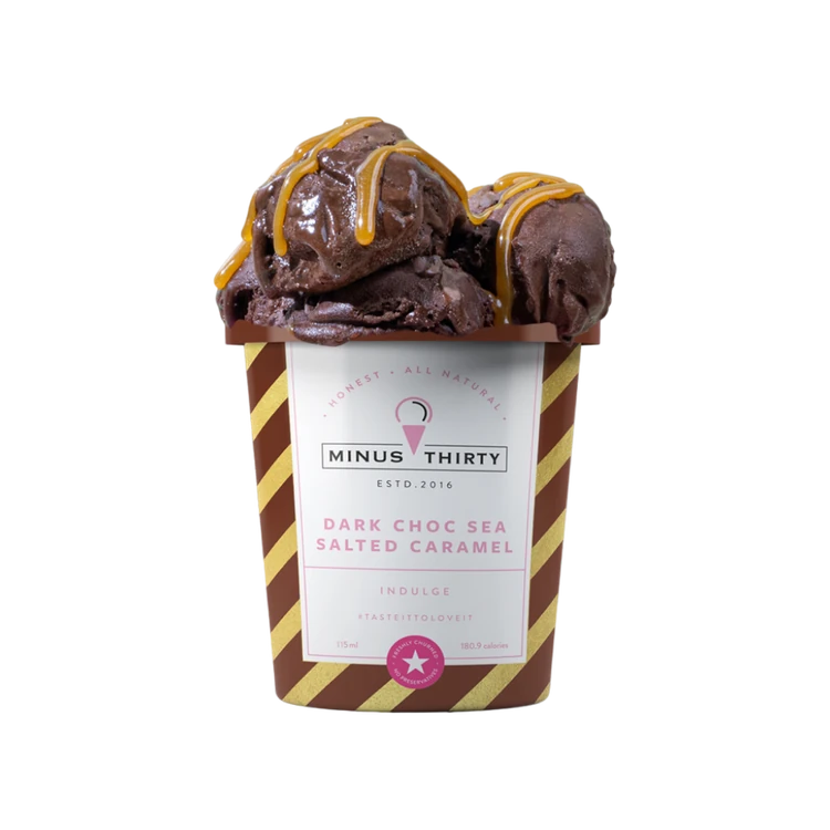 Minus Thirty Dark Chocolate Sea Salted Caramel Ice Cream Cup