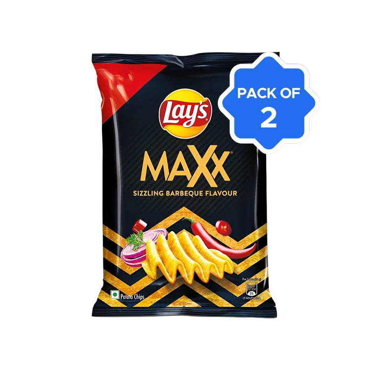 Lay's Maxx Sizzling Barbeque Potato Chips - Pack of 2