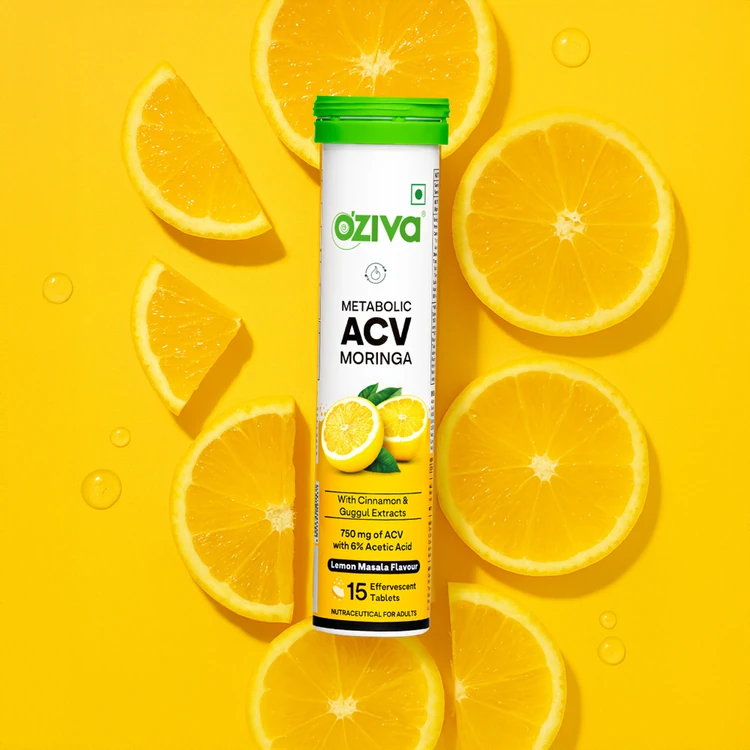 OZiva Moringa Apple Cider Vinegar Effervescent Tablets (Lemon Masala)
