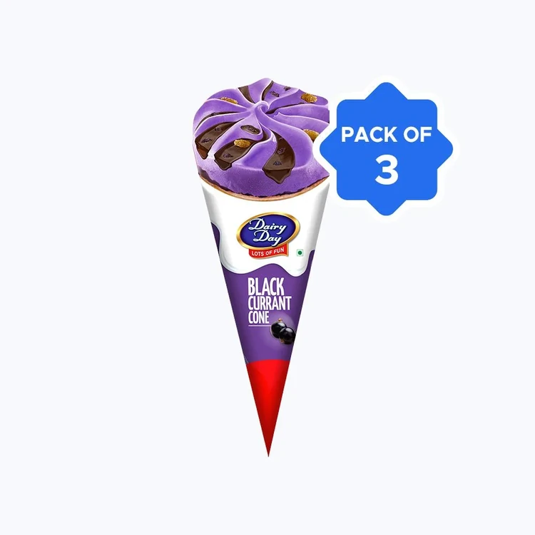 Dairy Day Blackcurrant Frozen Dessert Cone - Pack of 3