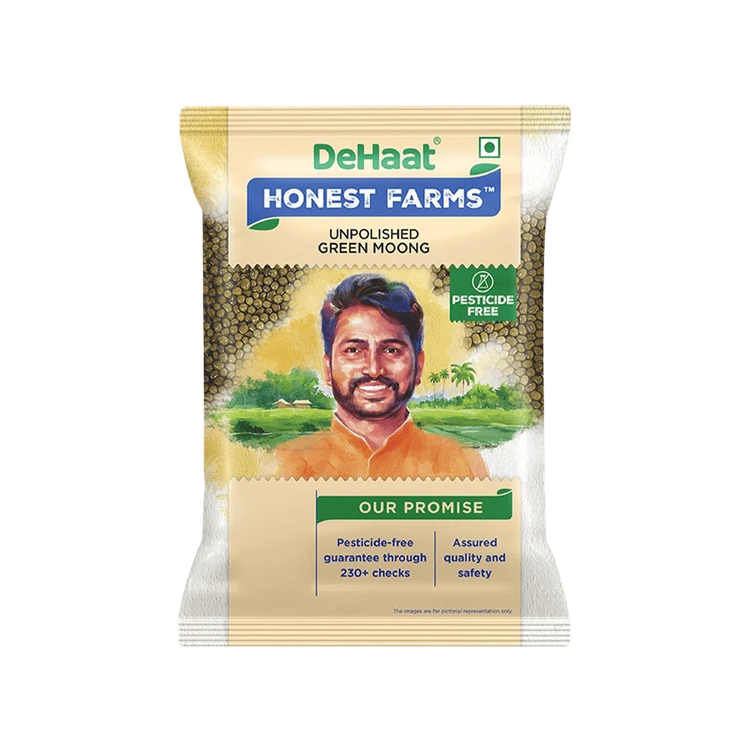 Dehaat Honest Farms Pesticide-Free Moong Dal (Chilka) Green Unpolished (Nashaka Itada Hesaru Bele (Chilka))