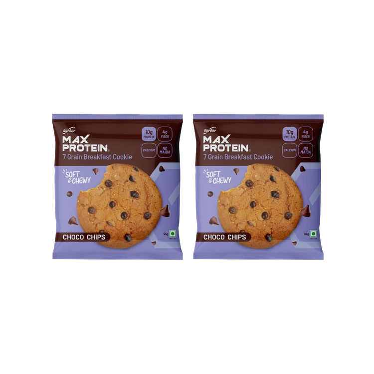 RiteBite Max Protein No Maida 7 Grains Choco Chips 10 g Protein Cookies - Pack of 2