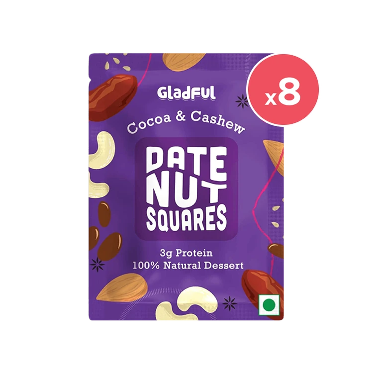 Gladful Cocoa and Cashew Date Nut Squares Bites