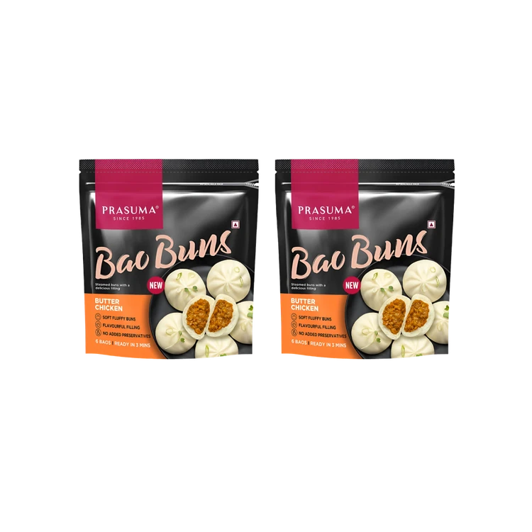 Prasuma Bao Bun Butter Chicken (6 Baos) - Frozen - Pack of 2