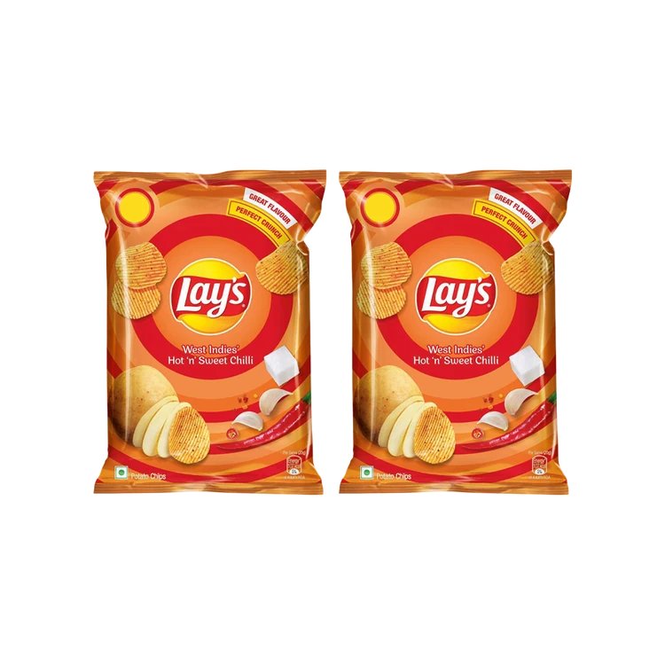 Lay's West Indies Hot n Sweet Chilli Flavour Potato Chips - Pack of 2