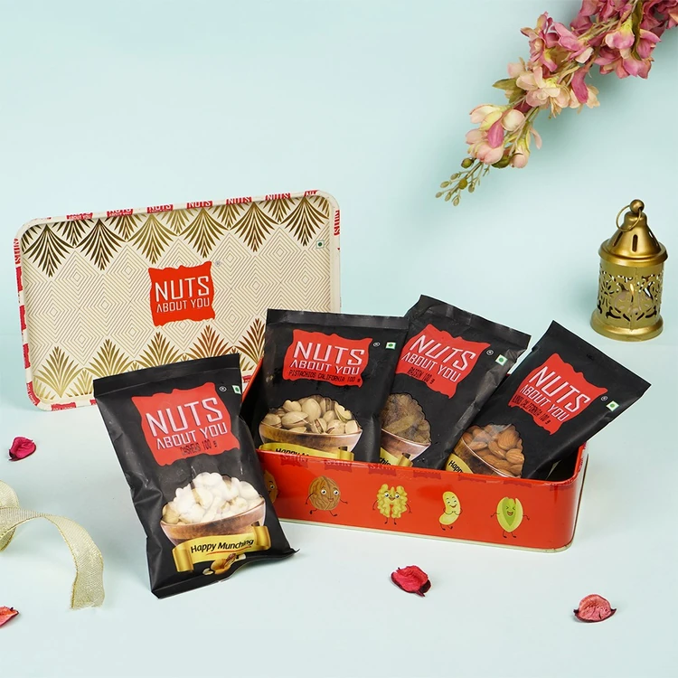 Nuts About You Dry Fruits Gift Pack (Almonds + Cashews +Raisins + Pistachios) (Dry Fruits Udugore Pack)
