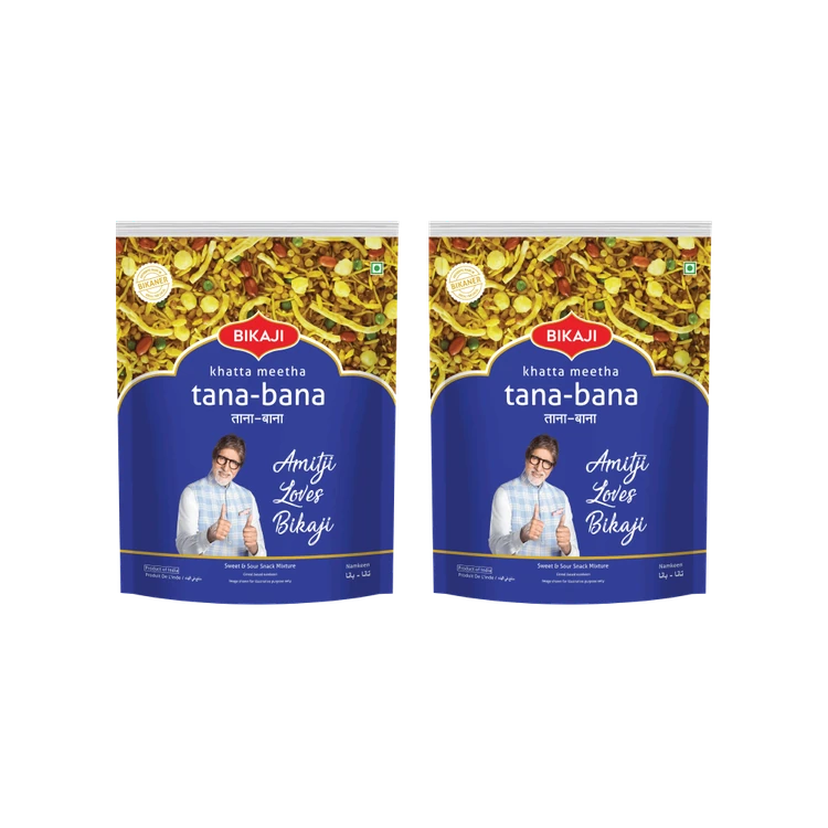 Bikaji Khatta Meetha Tana Bana Mixture Namkeen - Pack of 2