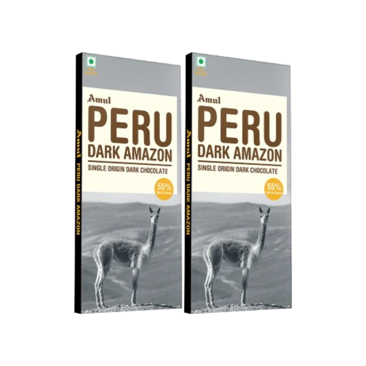 Amul Peru Amazon Dark Chocolate Bar - Pack of 2