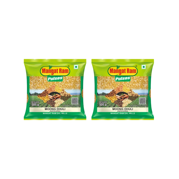 Mangat Ram Unpolished Moong Dal (Dhuli) - Pack of 2 (Hesaru Bele)