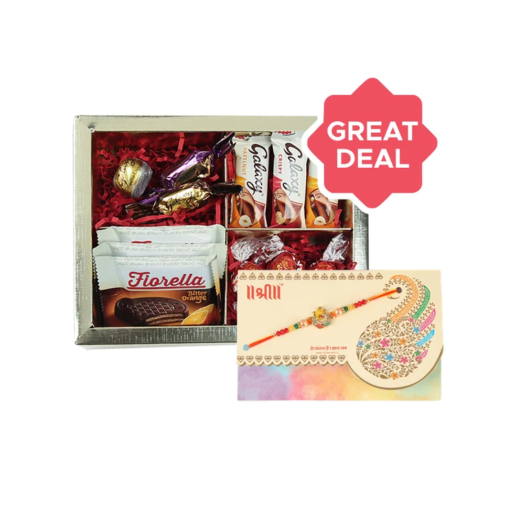 Cococart Assorted Chocolate Gift Pack + Lord Ganesha Rakhi (Multicolor) by Shree Rakhi Combo