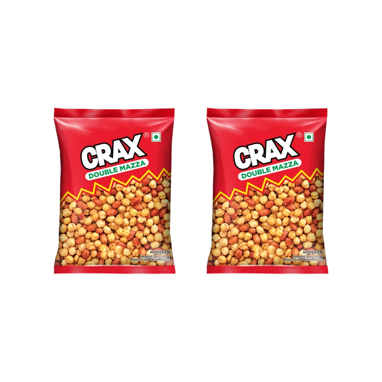 Crax Double Mazza Roasted Chana Peanuts Namkeen Snacks - Pack of 2