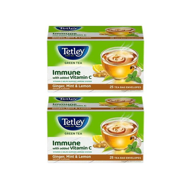 Tetley Ginger, Mint & Lemon Green Tea Bags (Immune with added Vitamin C) - Pack of 2