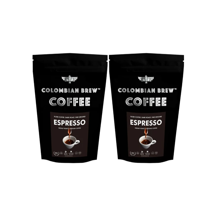 Colombian Brew Coffee Espresso Filter Roasted Ground Coffee - Pack of 2