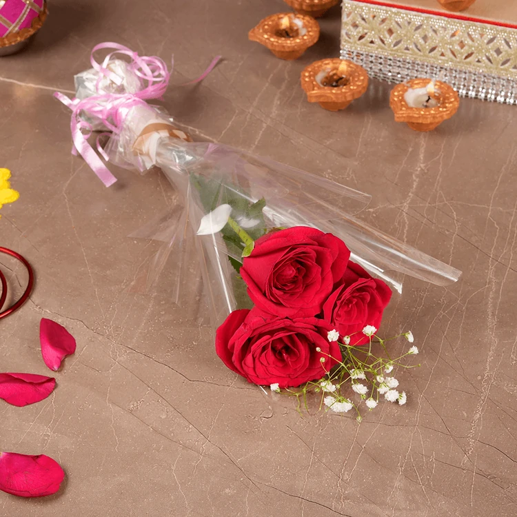 Three Red Rose Bouquet