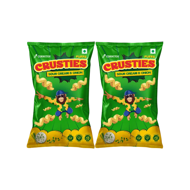 Cornitos Crusties Puffs Sour Cream and Onion Flavour - Pack of 2