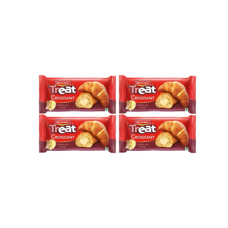 Britannia Treat Croissant with Vanilla Creme Filling - Pack of 4