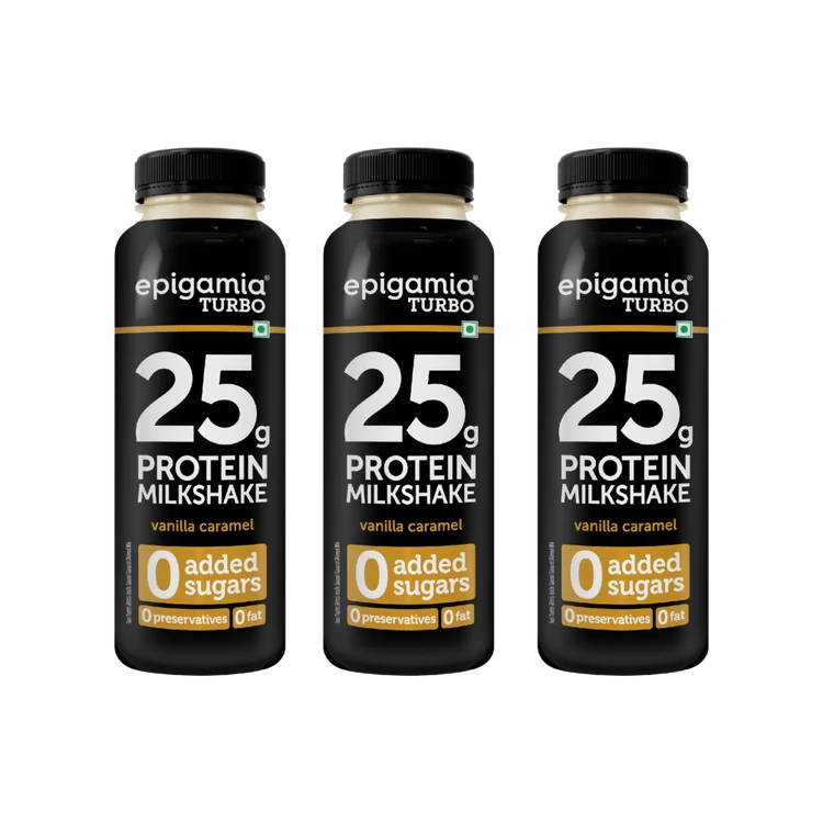 epigamia Turbo Vanilla-Caramel Protein Milkshake - Pack of 3