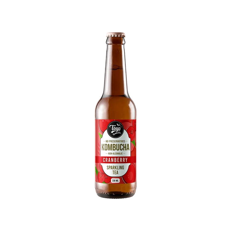 Toyo Kombucha Low Sugar Cranberry Non-Alcoholic Sparkling Tea