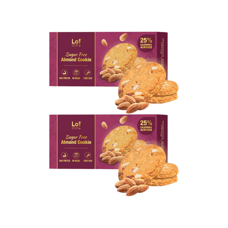 Lo! Foods Premium Healthy Almond Cookies (No Added Sugar) - Pack of 2