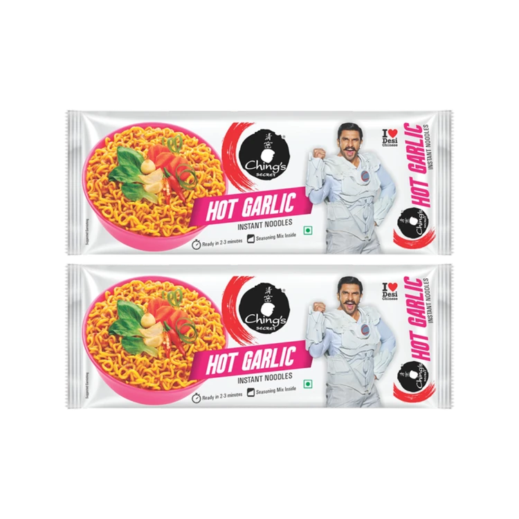 Ching's Secret Hot Garlic Flavoured Instant Noodles - Pack of 2