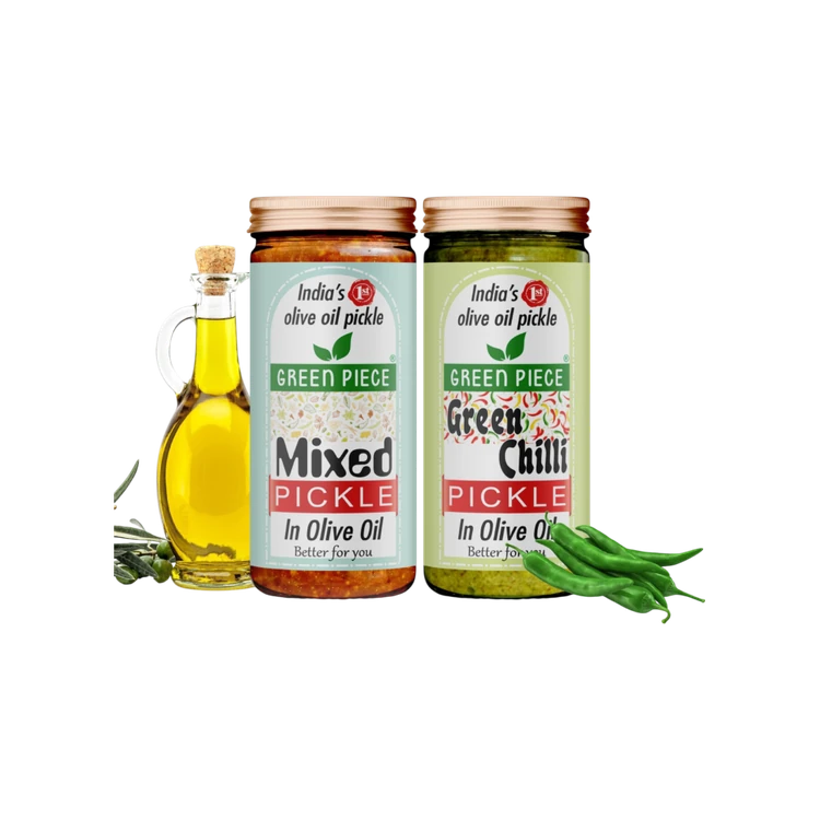 GREEN PIECE Mixed & Green Chilli Pickle