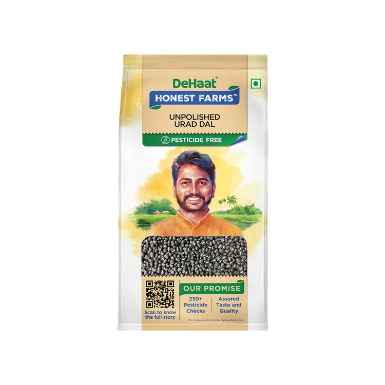 Dehaat Honest Farms Pesticide-Free Urad Dal (Chilka) Kali Unpolished (Nashaka Itada Uddina Bele (Chilka))