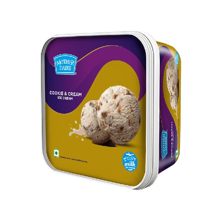 Mother Dairy Cookie & Cream Ice Cream Tub