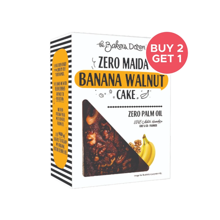 The Baker's Dozen Zero Maida Banana Walnut Pound Cake, Whole Wheat - Buy 2 Get 1 Free