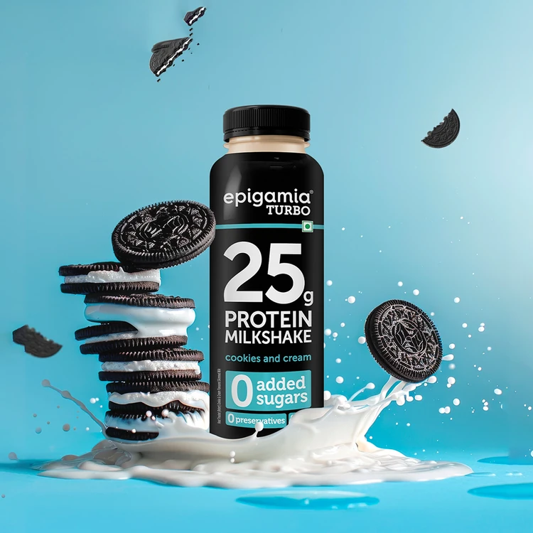 epigamia Turbo Cookies & Cream Protein Milkshake