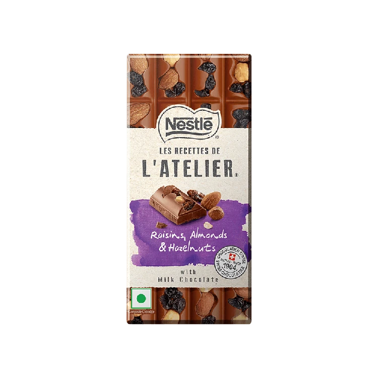 NESTLE Les Recettes De l'Atelier Milk Chocolate (Raisins, Almonds & Hazelnuts)
