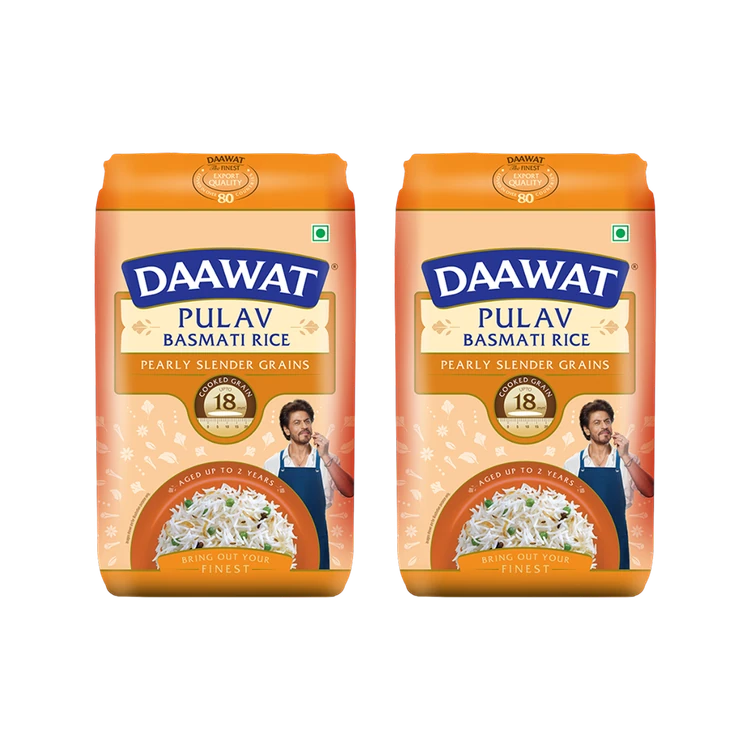 Daawat Pulav Basmati Rice (Extra Long Grain) - Pack of 2 (Basmati Akki)