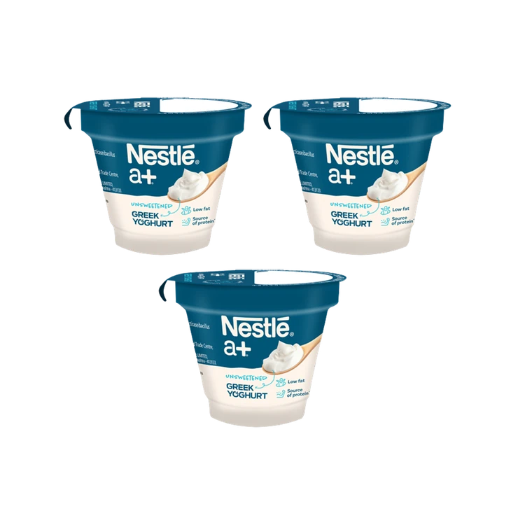 Nestle a+ Greek Yogurt Unsweetened & Low Fat - Pack of 3