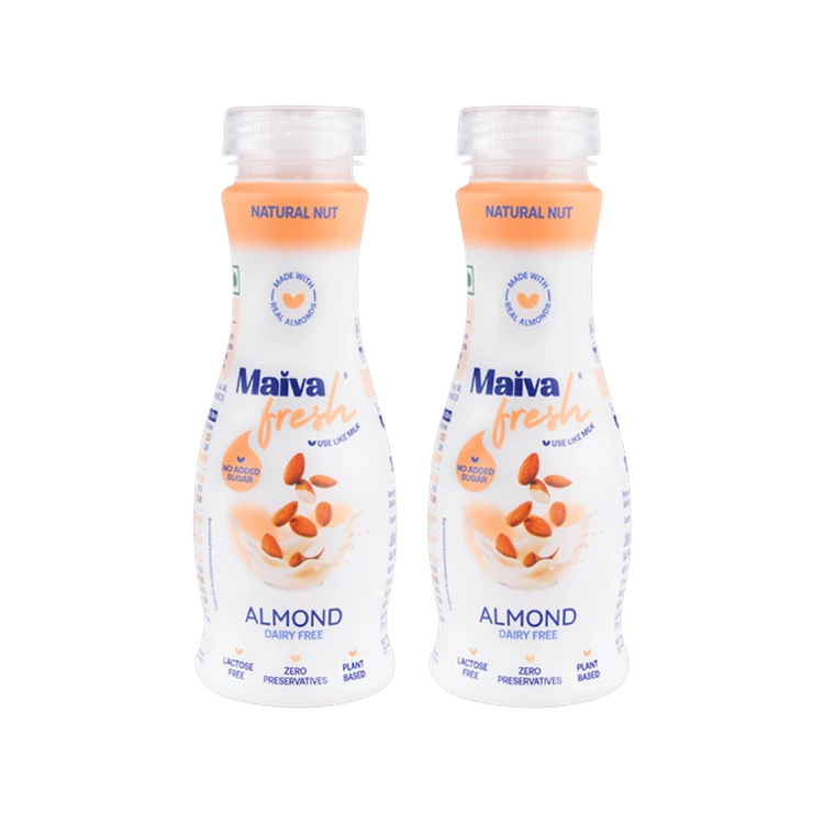 Maiva Fresh Dairy Free Almond Milk - Natural Nut - Pack of 2