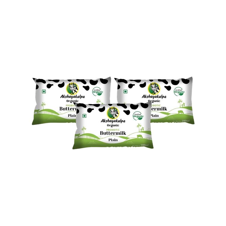 Akshayakalpa Organic Unsalted Buttermilk - Pack of 3