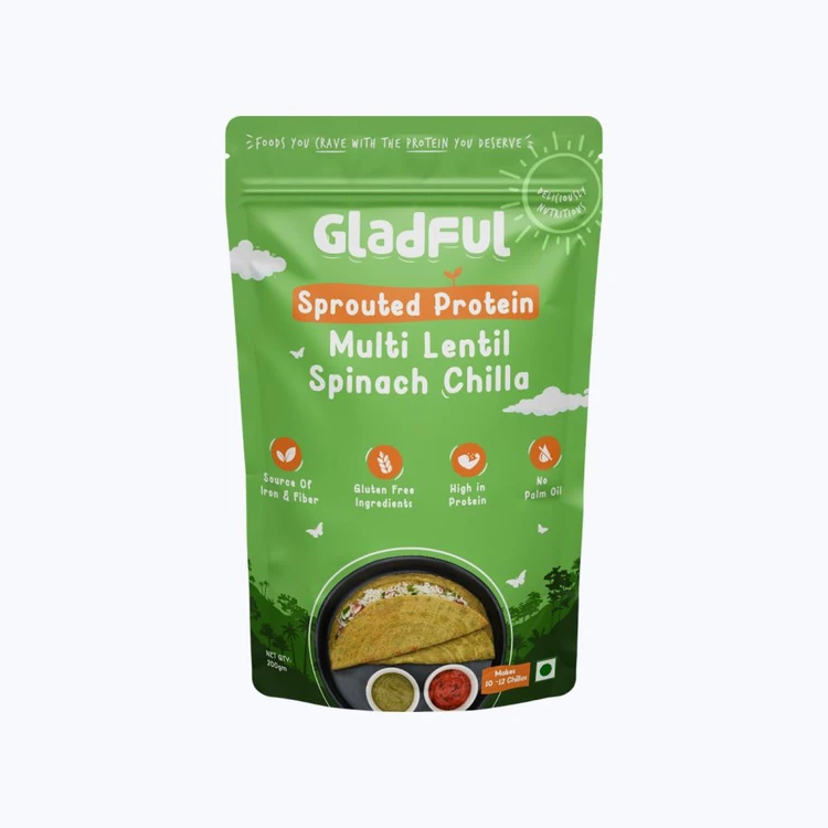 Gladful Multi Lentil Spinach Chilla Mix