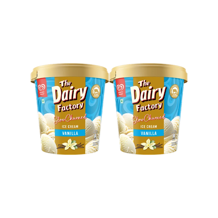The Dairy Factory by Kwality Walls Vanilla Ice Cream Tub - Pack of 2