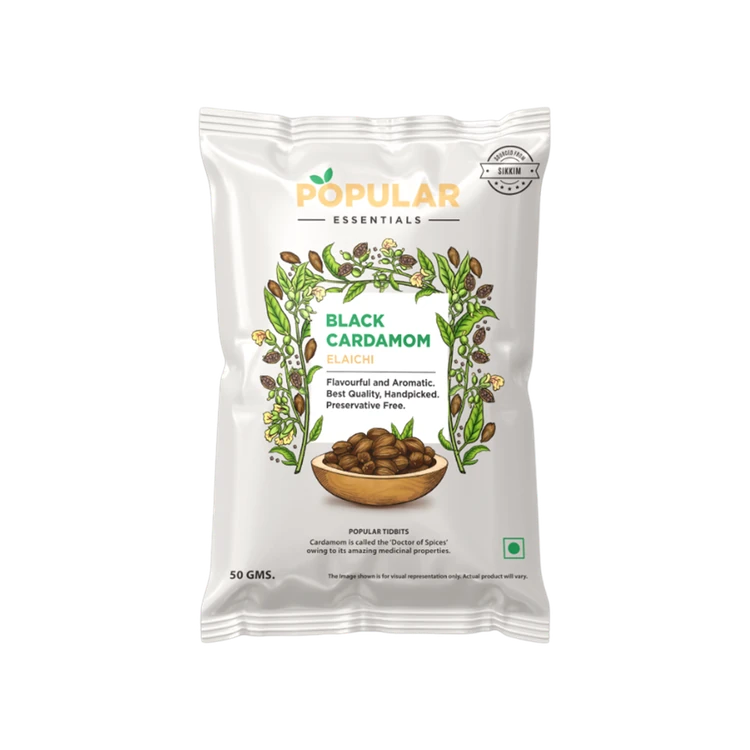 Popular Essentials Black Cardamom Whole (Dodda Yelakki)