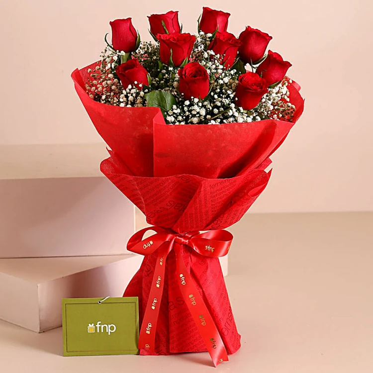 FNP 10 Red Roses Bouquet